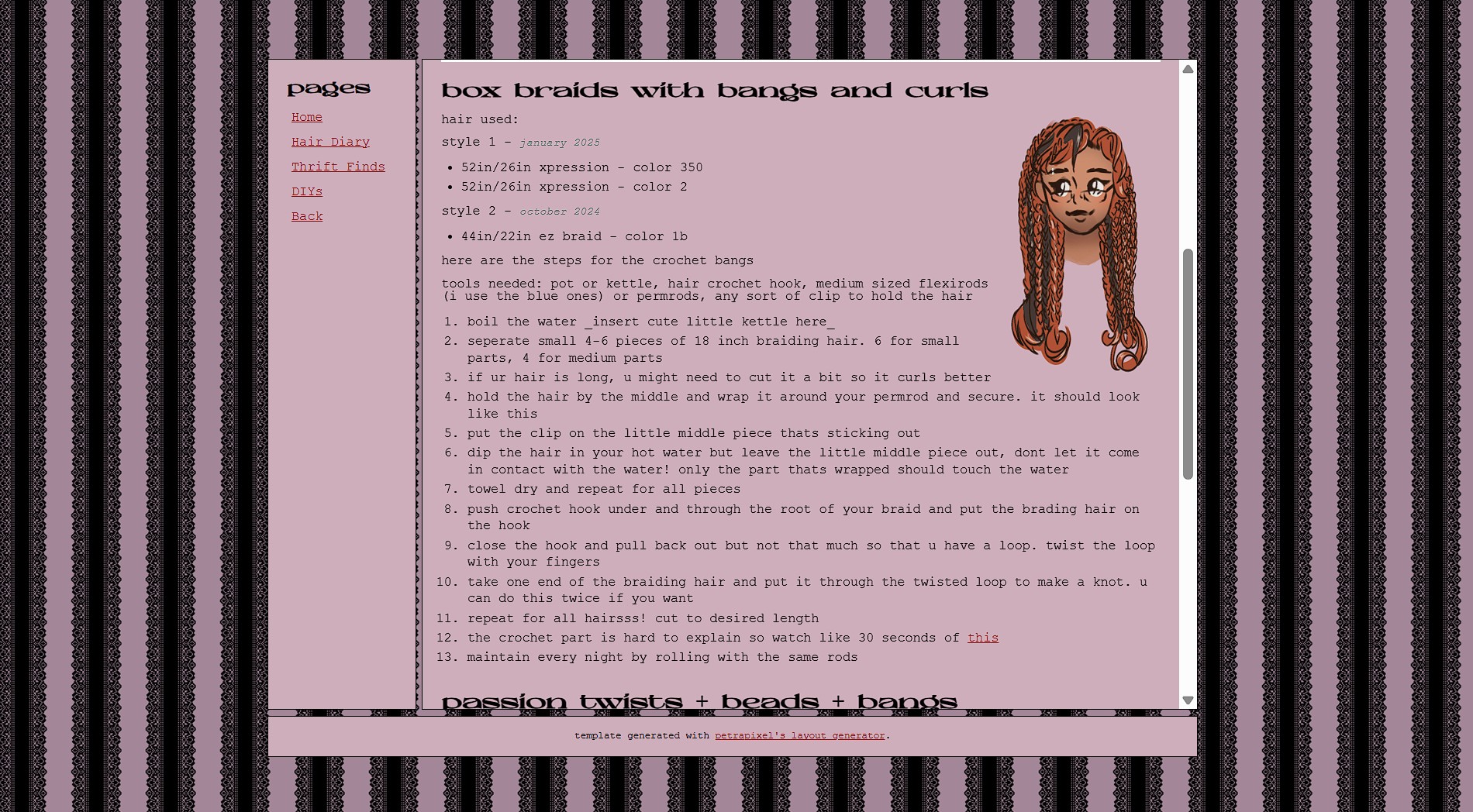 preview of hair page. not clickable