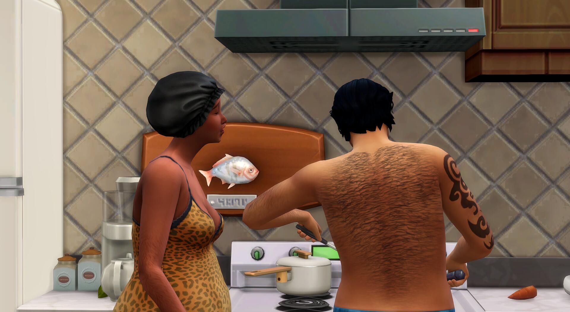 alondra complaining to her husband while he cooks breakfast (average morning)